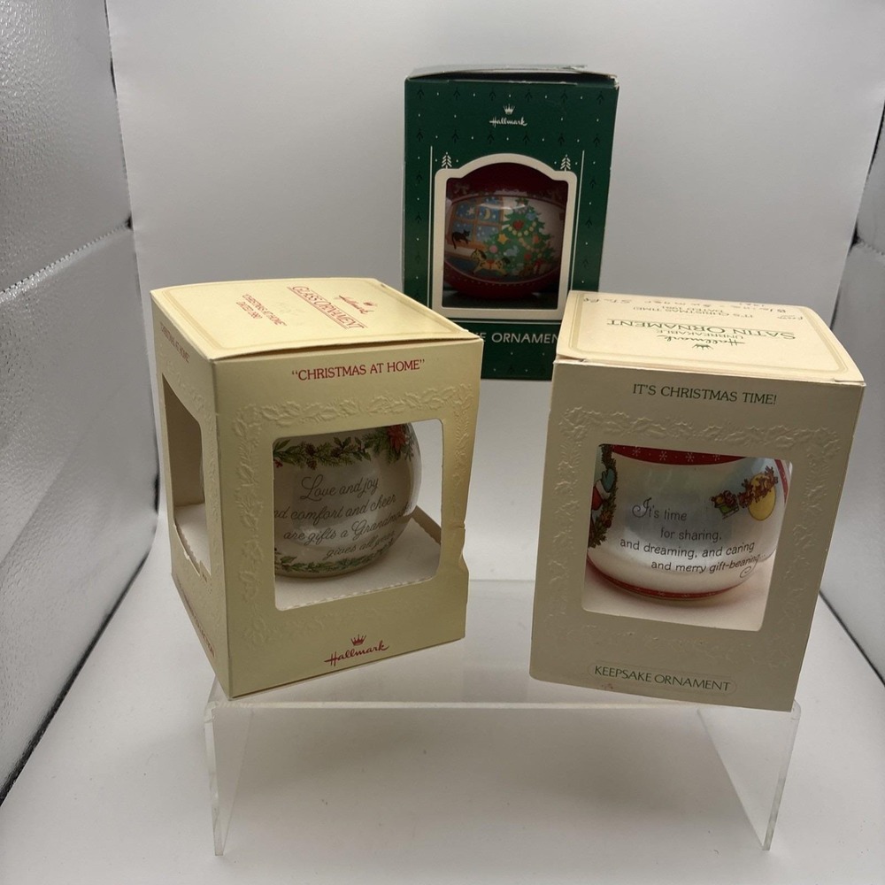 Vtg~Lot of 3~Hallmark Ornaments~Glass/Ball Ornaments~IOB